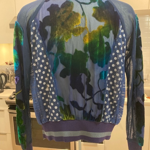 Stunning LULU H Paris mesh/velvet appliqué bomber jacket/French style cardigan - Picture 13 of 17